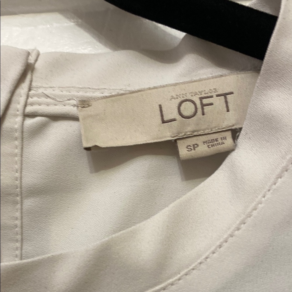 LOFT Cream Boxy Blouse with Mandarin Collar - Picture 2 of 3